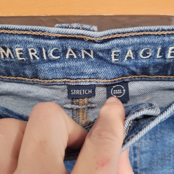 AE Stretch Super High Waisted Ankle Straight Cargo Jean - Picture 10 of 14